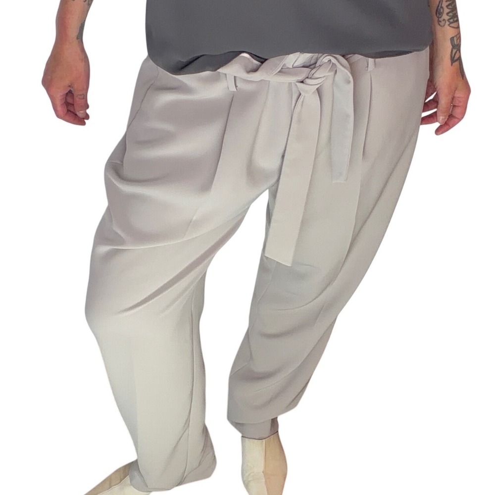 Contemporaine Simons Tapered Trousers Tie Waist Grey Old Money Quiet Luxury 16